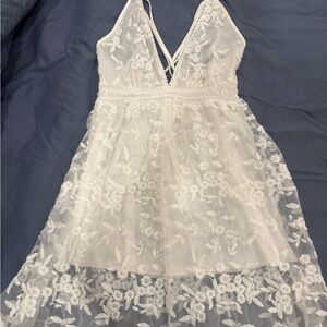 Elegant White Floral Lace Dress
